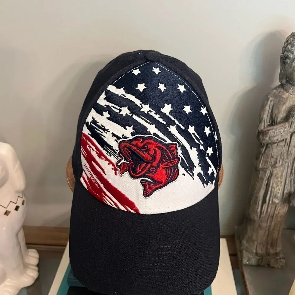 Stripers red white and blue embroidered New Era Black fitted Cap with White Logo